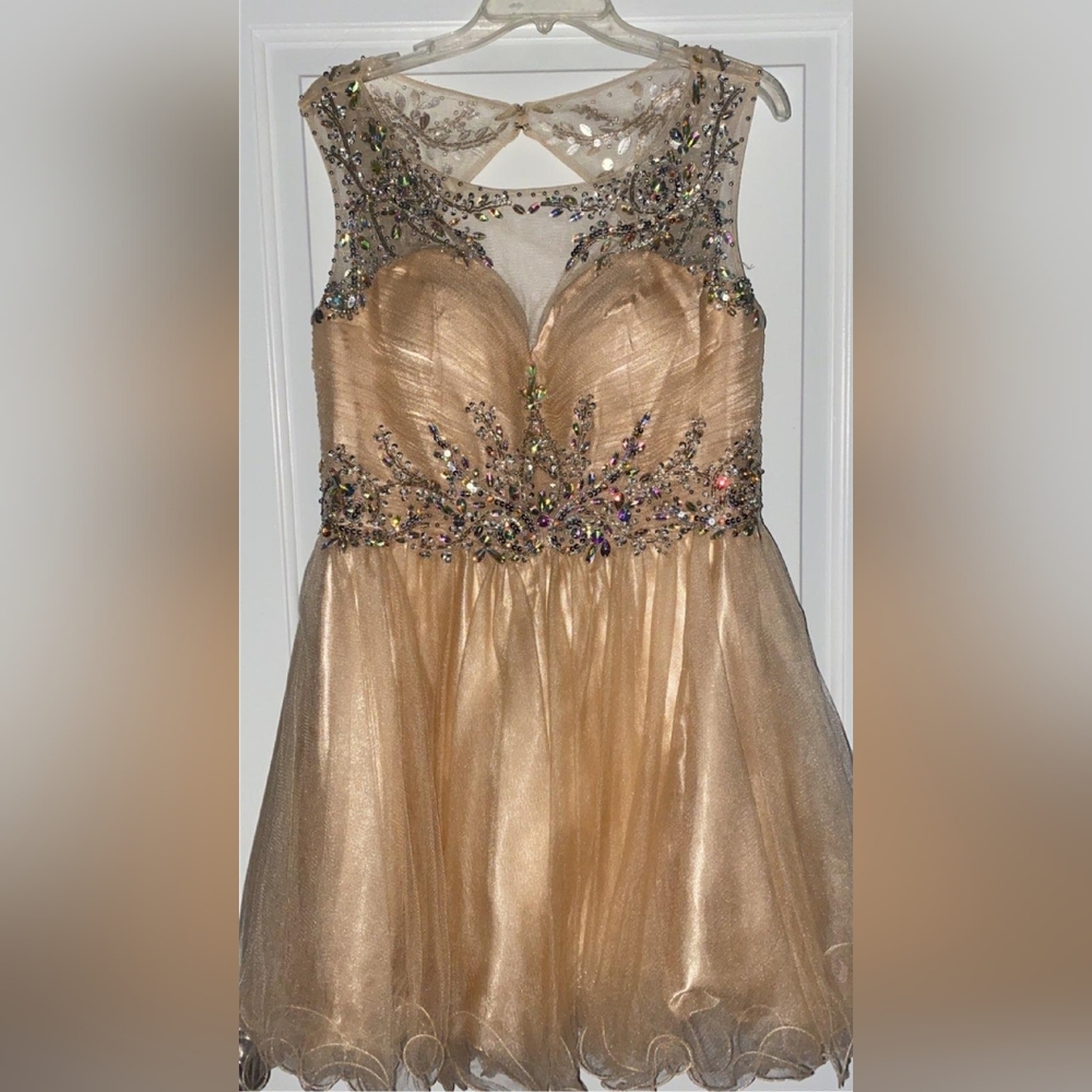 Women's Embellished/Sequined Cream Colored Formal, Prom or Cocktail Dress Sz XL